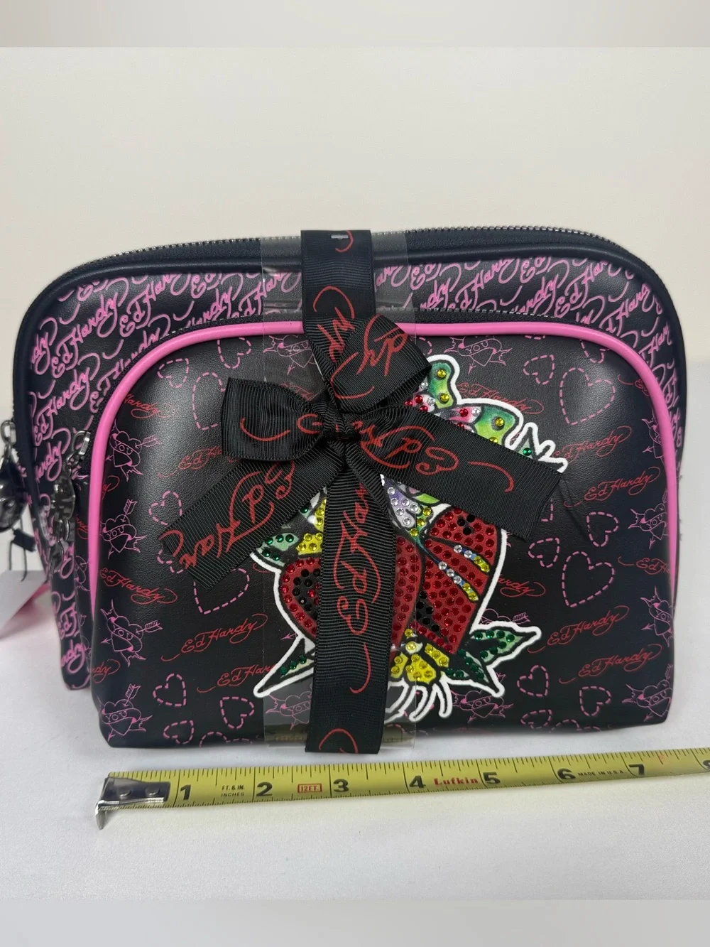 Ed Hardy 2-Piece Rhinestone Cosmetic Bag Set ✨🖤
